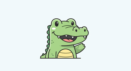 Obraz premium Smiling crocodile character with transparent background