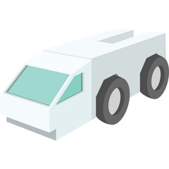 Futuristic White Vehicle with Geometric Design and Light Blue Windows Rendered in a Simple Isometric Style on a Transparent Background
