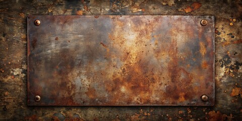 Rustic Metal Plate with Aged Texture and Corrosion Effects, Ideal for Background or Design Element
