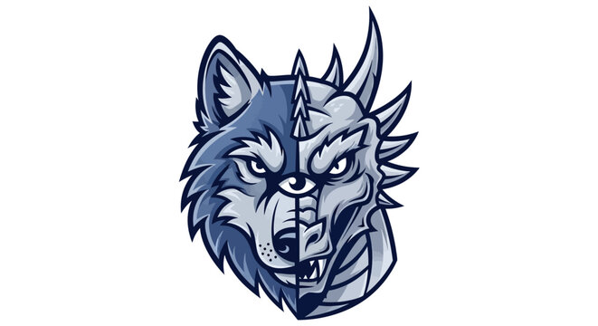 Fierce wolf head mascot with transparent background