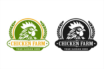 poultry chicken eggs farm abstract logo silhouette flat design vintage vector illustration