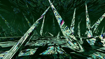 Mystical Crystalline Cave An Enigmatic Landscape of Geometric Forms and Sparkling Structures
