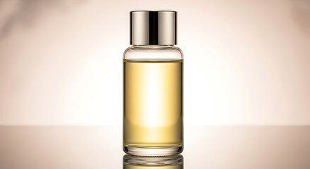 Pale yellow skin care product essence water toner transparent scrub bottle golden lid skin care product