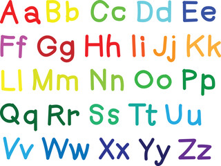 Colorful alphabet letters upper and lower case for education and learning.