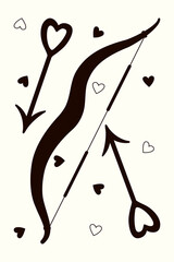 Bow and arrow. Valentine's Day elements