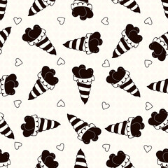 Ice cream with hearts valentine's day vector seamless pattern