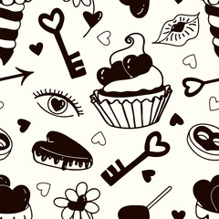 Valentine's day. Minimalistic vector seamless pattern