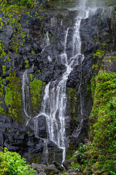 Scenic view of Poco do Bacalhau waterfall in Portugal