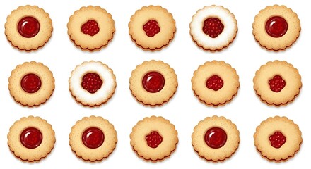 cookies filled with guava paste displayed in a pattern
