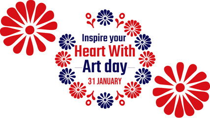 Simple and modern Inspire Your Heart With Art Day banner design on white background, perfect for celebrating the power of art