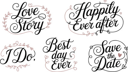 Elegant wedding phrases and sayings with decorative embellishments