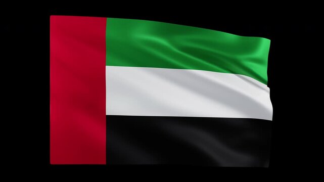 Waving flag of UAE United Arab emirates flag waving in the wind. National flag of UAE . Sign of dubai seamless loop animation.