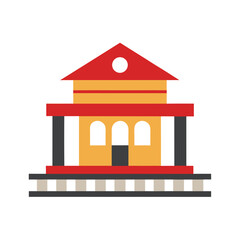 Railway Station Scene in Flat Minimal Color Clean Travel Transport Art Line Art Vector illustration