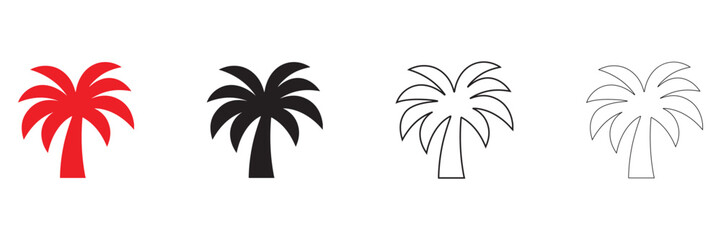 palm tree vector icon, palm tree coconut icon symbol vector silhouette and line art © GraphicsHub