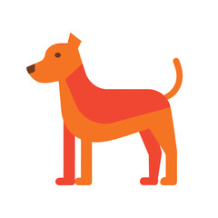 Simple Dog Icon Flat Color Friendly Pet Character Cute Animal Art Line Art Vector illustration