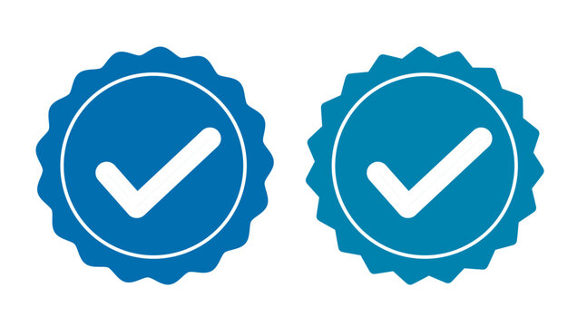Verification symbol with a check mark. The verification icon is blue.