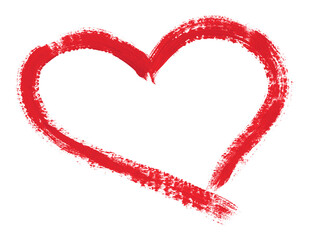 Red heart hand-painted with acrylic paint, isolated on transparent background. Perfect for design, infographic, social media, and creative projects