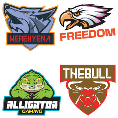 Set game logo brand art and illustrator silhouette eps10