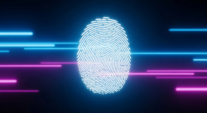 Dynamic digital fingerprint at the core of swirling data streams, symbolizing secure biometric authentication and advanced information protection