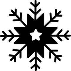 Snowflake Glyph Icon – Winter Snow Silhouette Frost Crystal Symbol