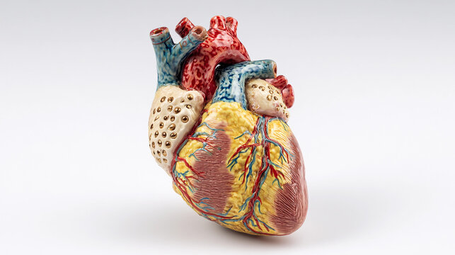 Colorful anatomical heart model showcasing detailed structures - Powered by Adobe