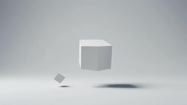 Floating shapes shift in a quiet white space, creating a minimalist visual study to highlight the idea of missing unity and focused thought.