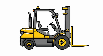 Warehouse Workhorse: Bright Yellow & Grey Forklift Truck Illustration Isolated