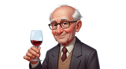 Grandpa holding a glass of wine.
