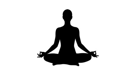 White yoga figure against black showcases mindfulness. Graphic for posters, branding, and digital projects.