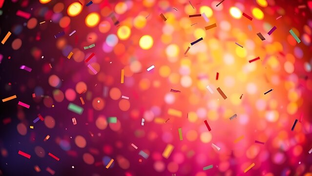 Colorful lights and confetti create a festive abstract celebration with dynamic gradient lighting.