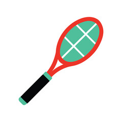 Tennis Racket Icon in Simple Flat Color Clean Sports Equipment Minimal Design Line Art Vector illustration