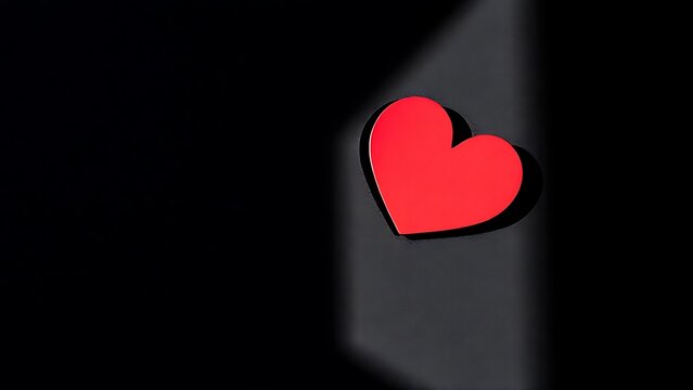 Red heart-shaped object on a dark textured surface, conveying emotion through minimalist design.