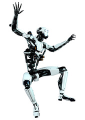 3D Rendering Male Robot on White