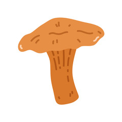 Fototapeta premium Chanterelle mushroom isolated on a white background. Vector hand-drawn illustration in a flat style. Perfect for decorations, logo, autumn and forest themes, various designs.