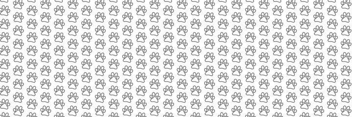 Black paw prints scattered across white background pattern