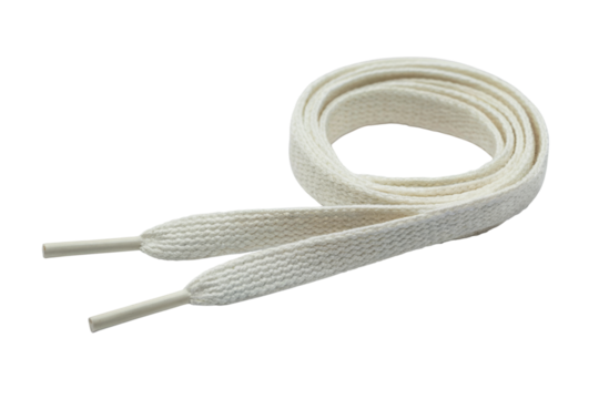 new white shoelace with a clean look . Isolated on transparent background, png