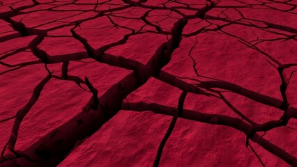 Abstract Red Cracked Surface Texture A Graphic Representation of Drought and Destruction