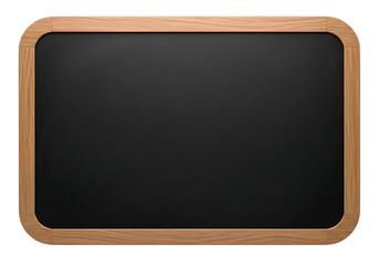 Empty chalkboard with a natural wood border, ideal for school, learning, or menu displays, isolated on transparent background