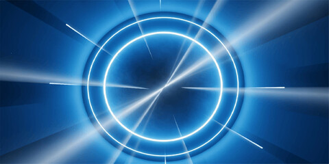 Abstract blue radar screen motion with glowing digital technology illustration on a space backdrop pattern