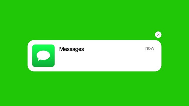 Message Notification Popup Animation for Chat and Communication UI with green screen Clean White Message Alert Animation for Modern Chat and Messaging Interface
