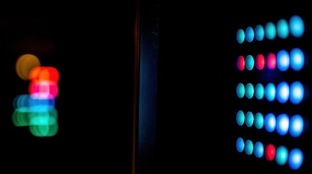 joystick. Arcade corner with glowing neon lights and illuminated buttons in dark setting. tutorial guides, club newsletters, designed for tourism and weekend activity guides.