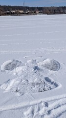 Snow Angel on Frozen Lake