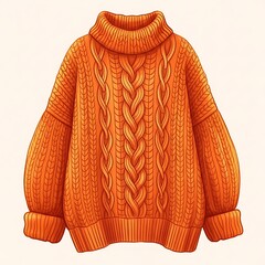 Orange Cable Knitted Sweater.