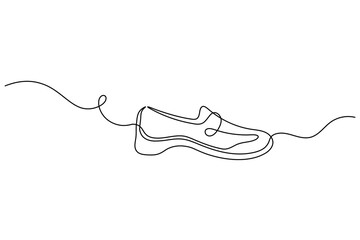Continuous line drawing single shoe loafer leather fashion art. vector 