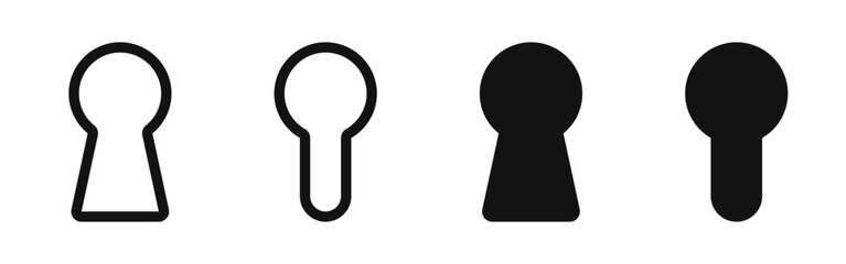 Set of keyhole icons in various styles, including outline and filled.