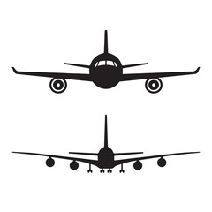 Front and Bottom View Airplane Icons Vector
