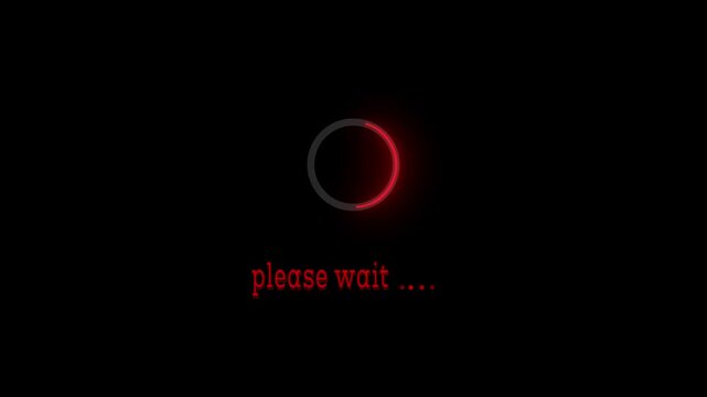 Please wait... Circular neon shine loading animation. Waiting status bar. outline circle animation with dark background. 4k video motion graphic effects