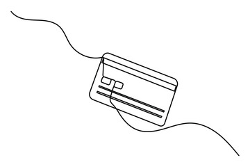 Credit card continuous one line drawing minimalist vector illustration white background