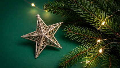 Glittering Christmas Star Ornaments with Fir Branches
