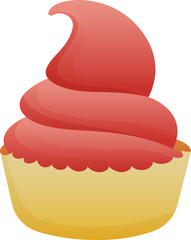 Sweet Pink Swirl Cupcake Illustration
